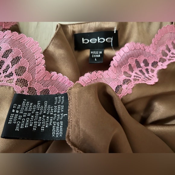 Bebe NWT Silk/Spandex Pink & Brown Chemise 🩷 - Picture 8 of 8